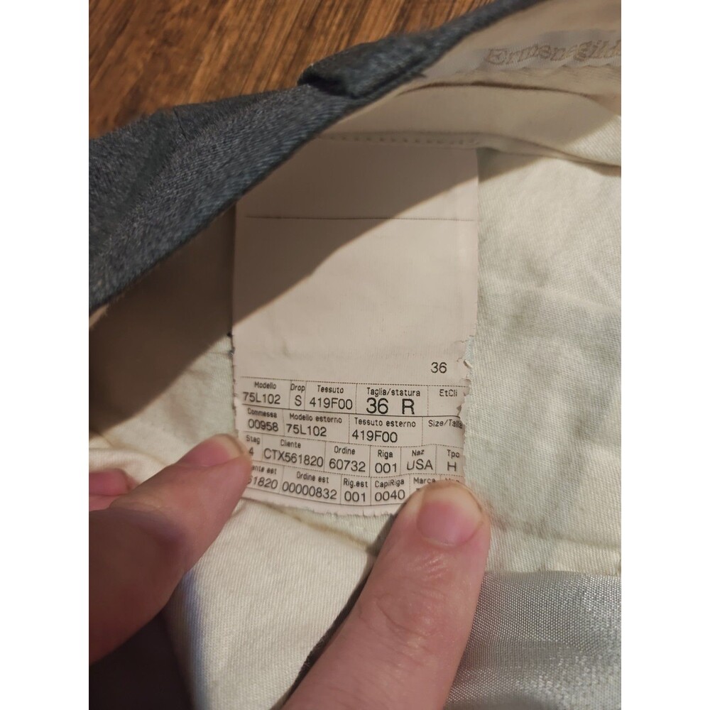 Ermenegildo Zegna Mens Regular Fit Wool Dress Trousers 36x32 Gray Business - Picture 5 of 9